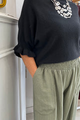 Khaki Green Nicole Wide Leg Trousers