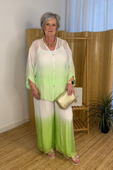 Apple Green Silk Dip Dye Pull On Trousers