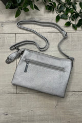 Silver Cleo Zip Crossbody Bag