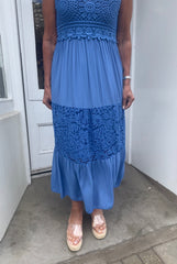 Royal Blue Crochet Bust Dress