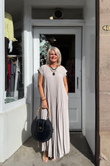 Stone Pleated Maxi Dress