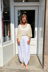 Ecru Popcorn Poncho Top