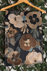 Black Autumn Gold Fleck Floral Scarf