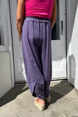Aubergine Purple Cotton Cocoon Trousers