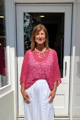 Dusky Pink Popcorn Poncho Top