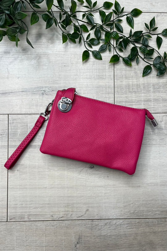 Fuchsia Pink Cleo Zip Crossbody Bag
