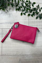 Fuchsia Pink Cleo Zip Crossbody Bag