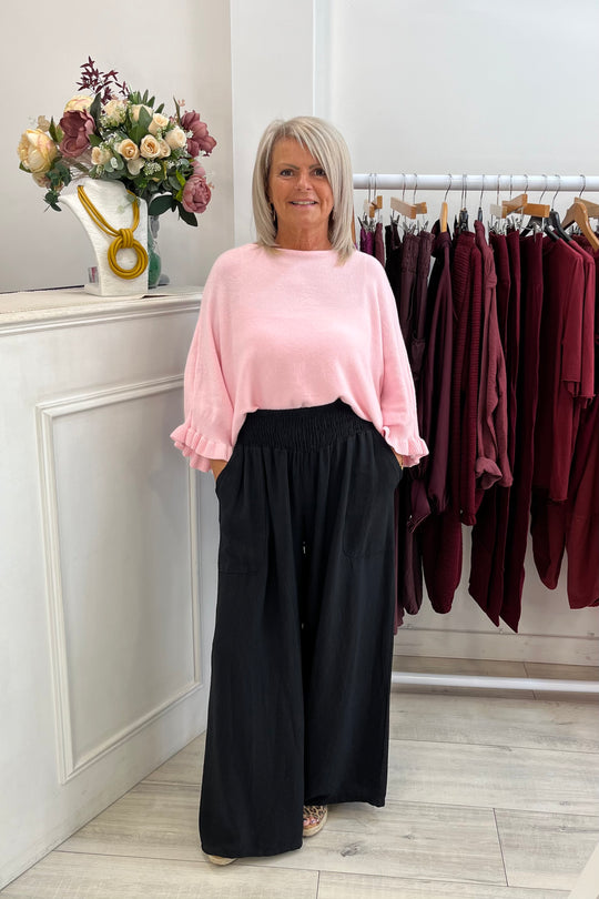 Black Nicole Wide Leg Trousers