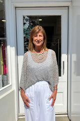 Light Grey Popcorn Poncho Top