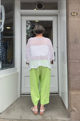 Lime Green Front Pocket Cropped Trousers
