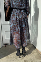 Zena Denim Blue Zebra Printed Dress