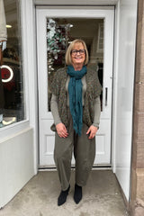 Khaki Green Wildflower Knitted Waistcoat
