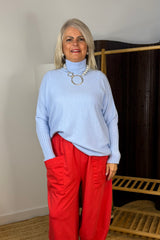 Red Cotton Cocoon Trousers