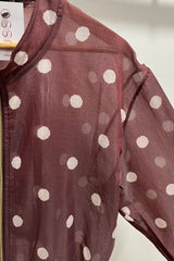 Burgundy Polkadot Lightweight Bomber Jacket