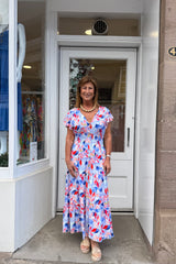 Coastal Breeze V-neck Abstract Printed Maxi Dress