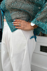 White Premium Crop Trousers