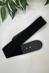 Black Sadie Faux Suede Stretch Waist Belt