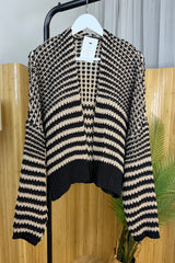 Black And Mocha Chunky Balloon Sleeve Cardigan