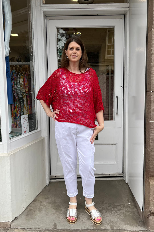 Red Popcorn Poncho Top