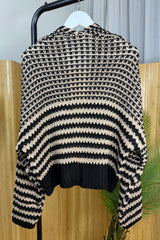 Black And Mocha Chunky Balloon Sleeve Cardigan