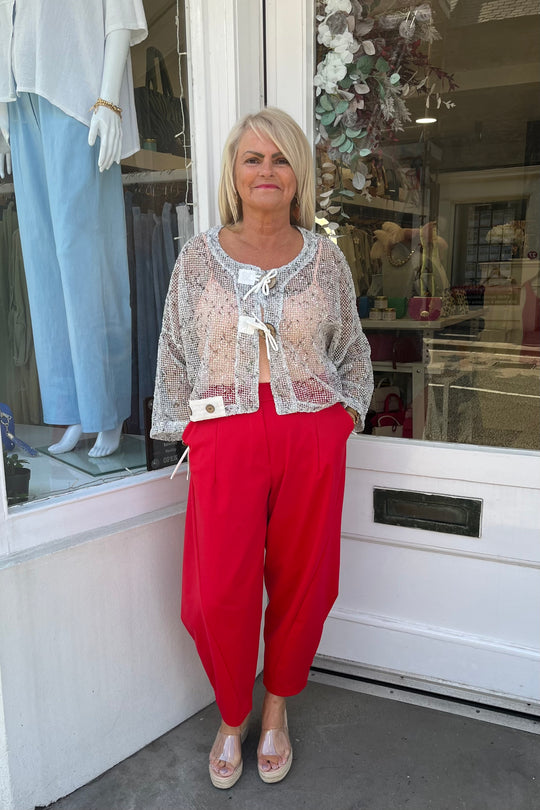 Red Premium Crop Trouser