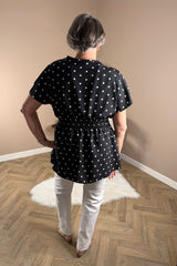 Black And White Polkadot Peplum Top