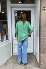 Bright Green Polkadot Cotton Blouse