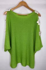 Lime Green Daisy Fine Knit Jumper