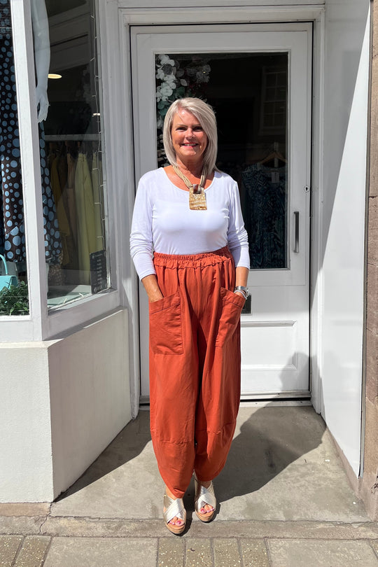 Rust Cotton Cocoon Trousers