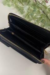 Black Zip Wallet Crossbody Bag