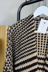 Black And Mocha Chunky Balloon Sleeve Cardigan