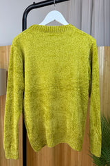 Lime Chenille Arran Style Jumper
