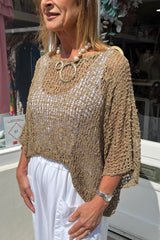 Latte Brown Popcorn Poncho Top