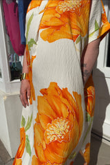 Orange Bloom Oversized Floral Shirt Dress