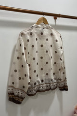 Cream Polkadot Lightweight Bomber Jacket