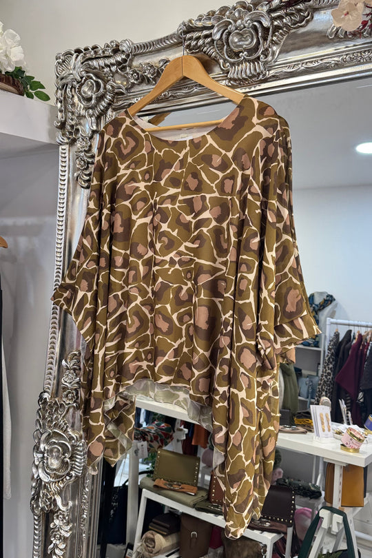 Olive Green Shirley Poncho Blouse
