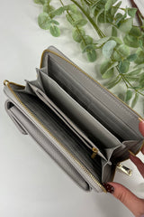 Grey Zip Wallet Crossbody Bag