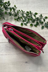 Fuchsia Pink Cleo Zip Crossbody Bag