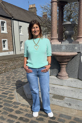 Aqua Alpaca Short Sleeved Jumper