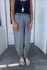 Navy Ivy Gingham Pants