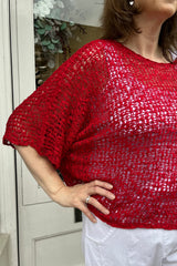 Red Popcorn Poncho Top