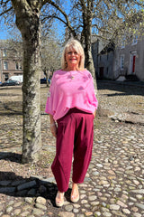 Bubblegum Pink Daisy Fine Knit Jumper