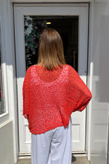 Bright Orange Popcorn Poncho Top