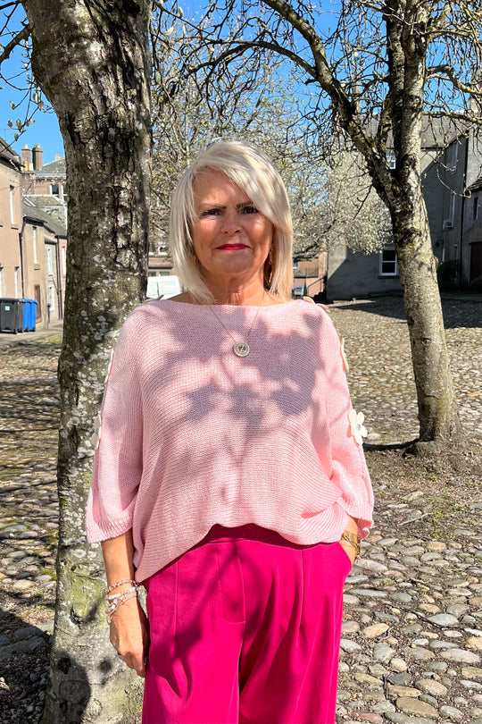 Baby Pink Daisy Fine Knit Jumper