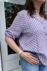 Lilac Purple Polkadot Cotton Blouse