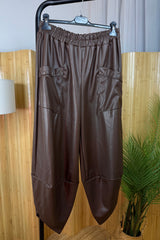 Chocolate Brown PU Cocoon Trousers