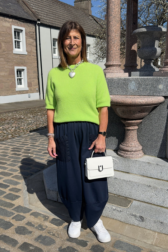 Navy Blue Cotton Cocoon Trousers