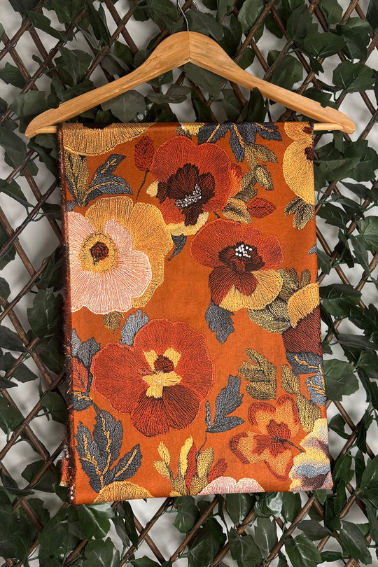 Rust Autumn Gold Fleck Floral Scarf