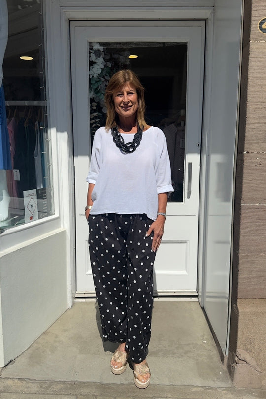 Black and White Polkadot Trousers