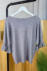 Grey Frill Sleeve Jackie Jumper